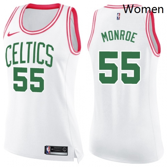 Womens Nike Boston Celtics 55 Greg Monroe Swingman WhitePink Fashion NBA Jersey Womens Nike Boston Celtics 55 Greg Monroe Swingman WhitePink Fashion NBA Jersey