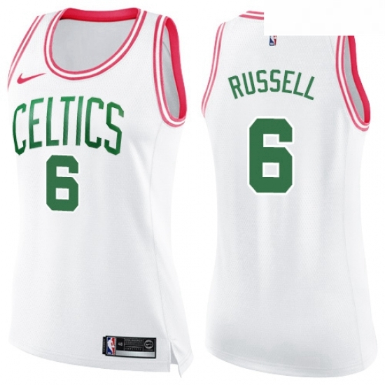 Womens Nike Boston Celtics 6 Bill Russell Swingman WhitePink Fashion NBA Jersey Womens Nike Boston Celtics 6 Bill Russell Swingman WhitePink Fashion NBA Jersey