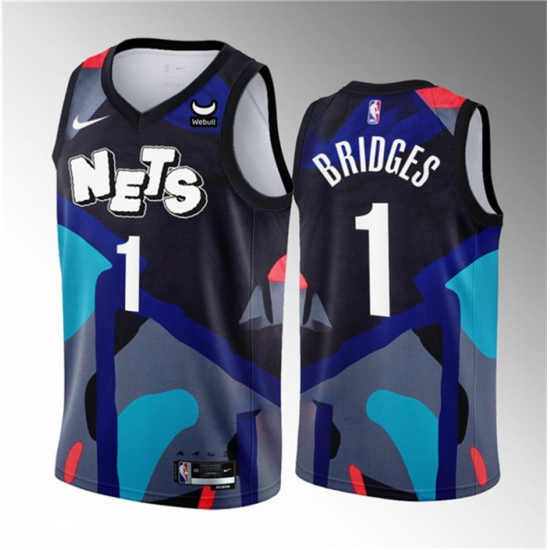 Men Brooklyn Nets 1 Mikal Bridges Black 2023 24 City Edition Stitched Basketball Jersey Men Brooklyn Nets 1 Mikal Bridges Black 2023 24 City Edition Stitched Basketball Jersey