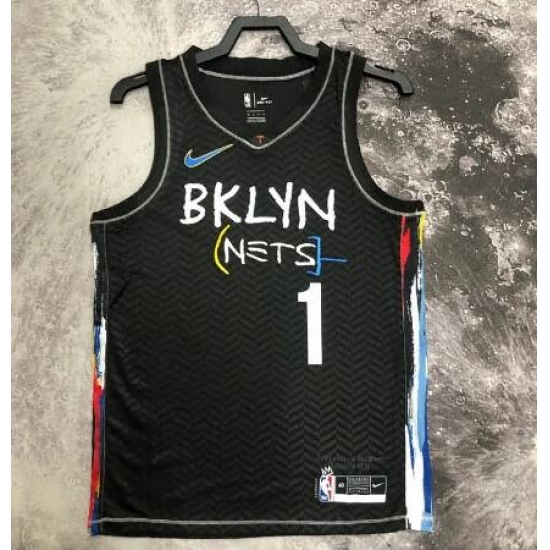 Men Brooklyn Nets 1 Mikal Bridges Black Stitched Basketball Jersey Men Brooklyn Nets 1 Mikal Bridges Black Stitched Basketball Jersey
