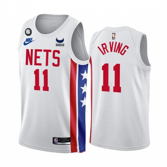 Men Brooklyn Nets 11 Kyrie Irving 2022 23 White With Patch Classic Edition With NO 6 Patch Stitched Basketball Jersey Men Brooklyn Nets 11 Kyrie Irving 2022 23 White With Patch Classic Edition With NO 6 Patch Stitched Basketball Jersey
