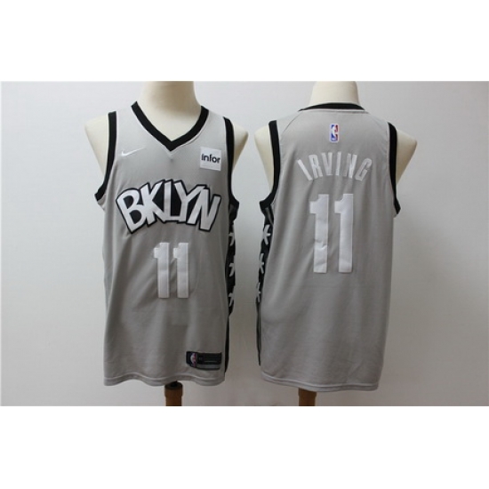 Men Brooklyn Nets 11 Kyrie Irving Gray Nike Swingman Jersey Men Brooklyn Nets 11 Kyrie Irving Gray Nike Swingman Jersey