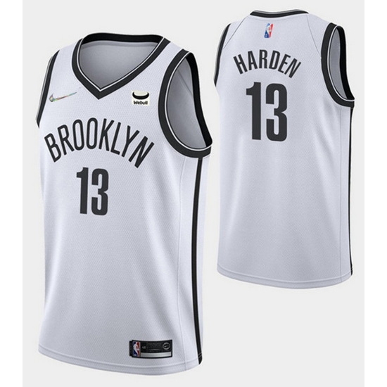 Men Brooklyn Nets 13 James Harden White 75th Anniversary Association Edition Stitched NBA Jersey Men Brooklyn Nets 13 James Harden White 75th Anniversary Association Edition Stitched NBA Jersey
