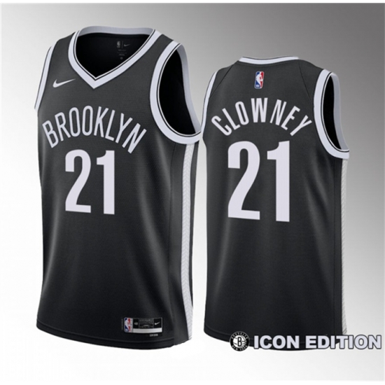 Men Brooklyn Nets 21 Noah Clowney Black 2023 Draft Icon Edition Stitched Basketball Jersey Men Brooklyn Nets 21 Noah Clowney Black 2023 Draft Icon Edition Stitched Basketball Jersey