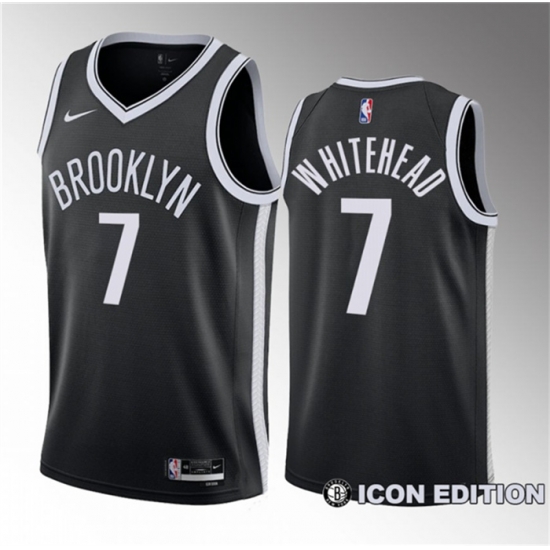 Men Brooklyn Nets 7 Dariq Whitehead Black 2023 Draft Icon Edition Stitched Basketball Jersey Men Brooklyn Nets 7 Dariq Whitehead Black 2023 Draft Icon Edition Stitched Basketball Jersey