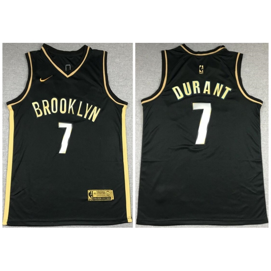 Men Brooklyn Nets 7 Kevin Durant Black Gold 2021 Nike Swin Men Brooklyn Nets 7 Kevin Durant Black Gold 2021 Nike Swin