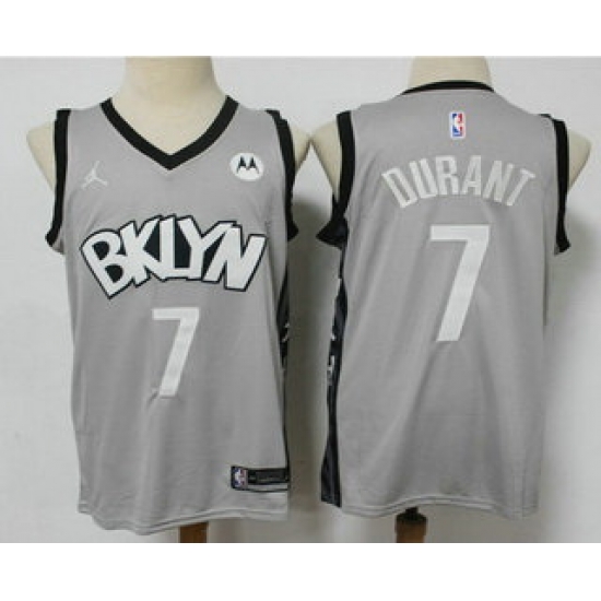Men Brooklyn Nets 7 Kevin Durant Light Grey 2021 Brand Jordan Swingman Stitched NBA Jersey With NEW Sponsor Logo Men Brooklyn Nets 7 Kevin Durant Light Grey 2021 Brand Jordan Swingman Stitched NBA Jersey With NEW Sponsor Logo