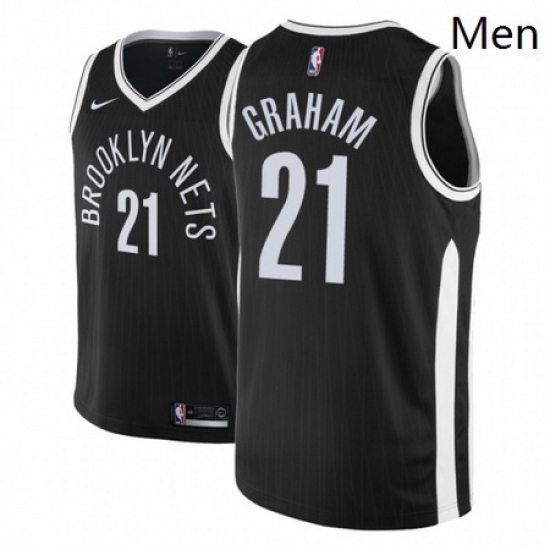 Men NBA 2018 19 Brooklyn Nets 21 Treveon Graham City Edition Black Jersey 