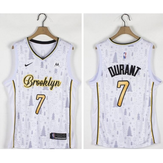 Men Nets 7 Kevin Durant White Nike Christmas Edition Swingman Jersey Men Nets 7 Kevin Durant White Nike Christmas Edition Swingman Jersey
