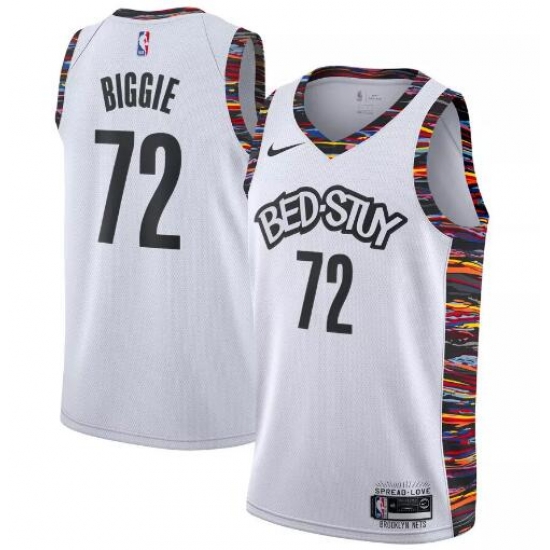 Men Nike 2019-20 Nets Biggie #72 City Jersey White Men Nike 2019-20 Nets Biggie #72 City Jersey White