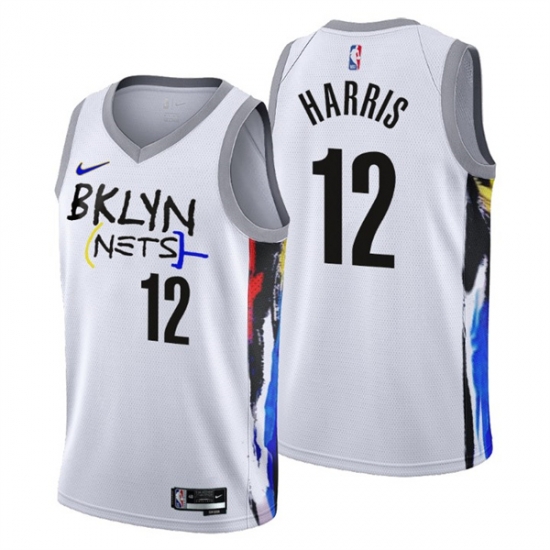 Men's Brooklyn Nets #12 Joe Harris 2022-23 White City Edition Stitched Basketball Jersey Men's Brooklyn Nets #12 Joe Harris 2022-23 White City Edition Stitched Basketball Jersey