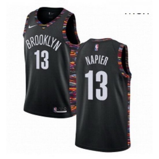 Mens Nike Brooklyn Nets 13 Shabazz Napier Swingman Black NBA Jersey 2018 19 City Edition Mens Nike Brooklyn Nets 13 Shabazz Napier Swingman Black NBA Jersey 2018 19 City Edition