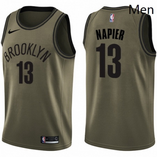 Mens Nike Brooklyn Nets 13 Shabazz Napier Swingman Green Salute to Service NBA Jersey Mens Nike Brooklyn Nets 13 Shabazz Napier Swingman Green Salute to Service NBA Jersey