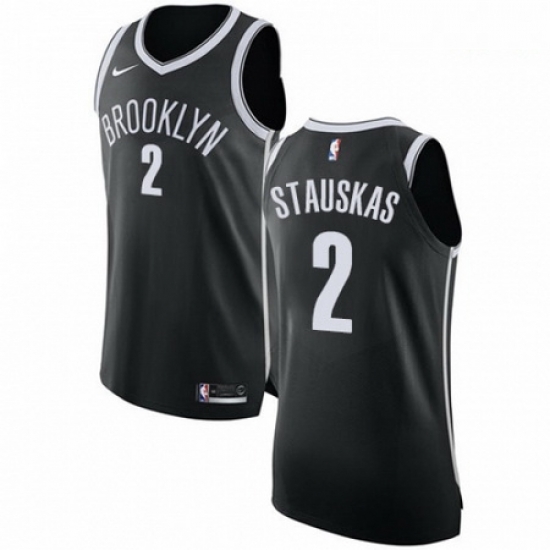 Mens Nike Brooklyn Nets 2 Nik Stauskas Authentic Black Road NBA Jersey Icon Edition Mens Nike Brooklyn Nets 2 Nik Stauskas Authentic Black Road NBA Jersey Icon Edition