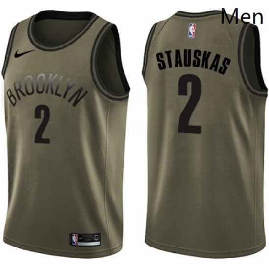 Mens Nike Brooklyn Nets 2 Nik Stauskas Swingman Green Salute to Service NBA Jersey Mens Nike Brooklyn Nets 2 Nik Stauskas Swingman Green Salute to Service NBA Jersey