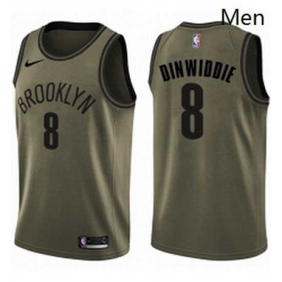 Mens Nike Brooklyn Nets 8 Spencer Dinwiddie Swingman Green Salute to Service NBA Jersey Mens Nike Brooklyn Nets 8 Spencer Dinwiddie Swingman Green Salute to Service NBA Jersey
