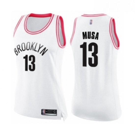 Womens Brooklyn Nets 13 Dzanan Musa Swingman White Pink Fashion Basketball Jersey Womens Brooklyn Nets 13 Dzanan Musa Swingman White Pink Fashion Basketball Jersey