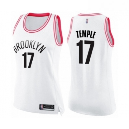 Womens Brooklyn Nets 17 Garrett Temple Swingman White Pink Fashion Basketball Jersey Womens Brooklyn Nets 17 Garrett Temple Swingman White Pink Fashion Basketball Jersey