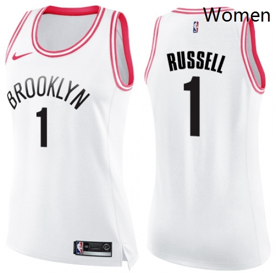 Womens Nike Brooklyn Nets 1 DAngelo Russell Swingman WhitePink Fashion NBA Jersey Womens Nike Brooklyn Nets 1 DAngelo Russell Swingman WhitePink Fashion NBA Jersey