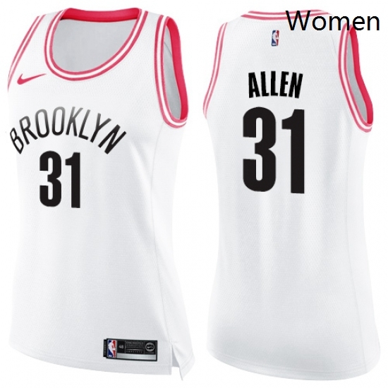 Womens Nike Brooklyn Nets 31 Jarrett Allen Swingman WhitePink Fashion NBA Jersey Womens Nike Brooklyn Nets 31 Jarrett Allen Swingman WhitePink Fashion NBA Jersey