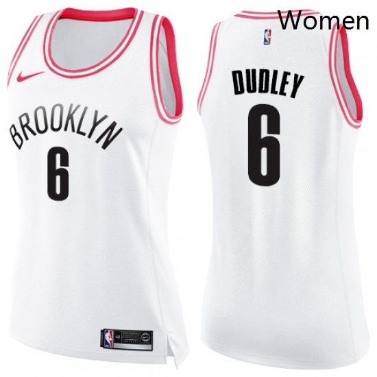 Womens Nike Brooklyn Nets 6 Jared Dudley Swingman White Pink Fashion NBA Jersey Womens Nike Brooklyn Nets 6 Jared Dudley Swingman White Pink Fashion NBA Jersey