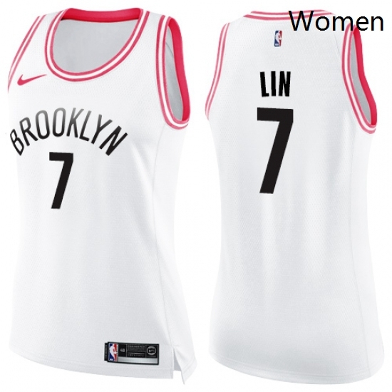 Womens Nike Brooklyn Nets 7 Jeremy Lin Swingman WhitePink Fashion NBA Jersey Womens Nike Brooklyn Nets 7 Jeremy Lin Swingman WhitePink Fashion NBA Jersey