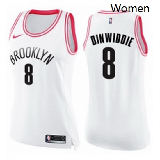 Womens Nike Brooklyn Nets 8 Spencer Dinwiddie Swingman White Pink Fashion NBA Jersey Womens Nike Brooklyn Nets 8 Spencer Dinwiddie Swingman White Pink Fashion NBA Jersey