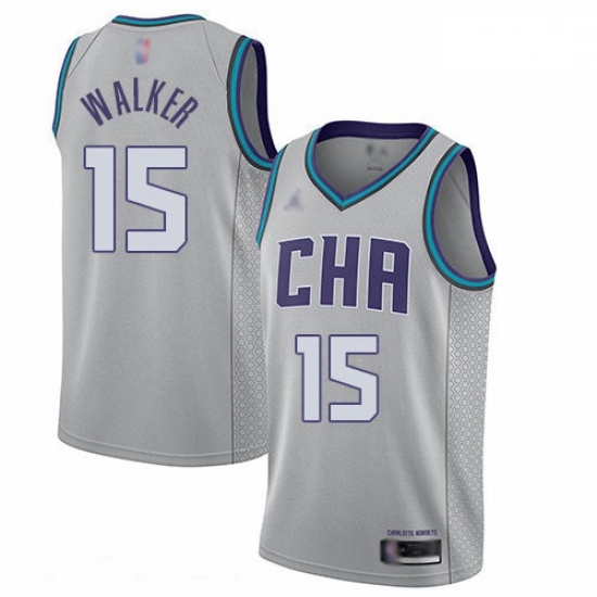 Hornets 15 Kemba Walker Gray Basketball Jordan Swingman City Edition 2019 20 Jersey Hornets 15 Kemba Walker Gray Basketball Jordan Swingman City Edition 2019 20 Jersey