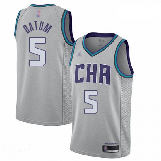 Hornets 5 Nicolas Batum Gray Basketball Jordan Swingman City Edition 2019 20 Jersey Hornets 5 Nicolas Batum Gray Basketball Jordan Swingman City Edition 2019 20 Jersey