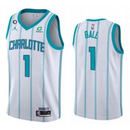 Men Charlotte Hornets 1 LaMelo Ball White No 6 Patch Stitched Basketball Jersey Men Charlotte Hornets 1 LaMelo Ball White No 6 Patch Stitched Basketball Jersey