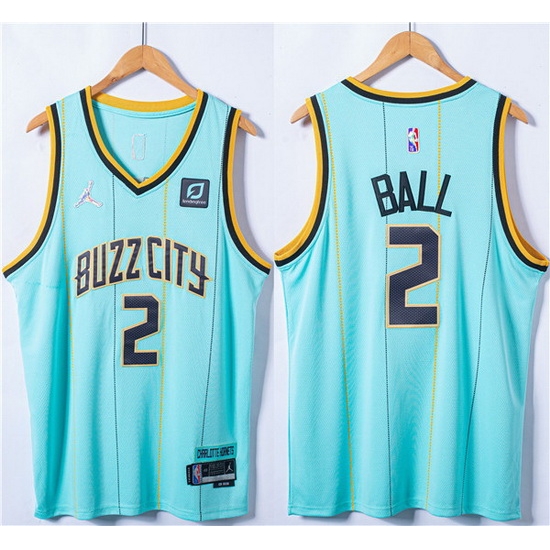 Men Charlotte Hornets 2 LaMelo Ball Blue 75th Anniversary Stitched NBA Jersey Men Charlotte Hornets 2 LaMelo Ball Blue 75th Anniversary Stitched NBA Jersey