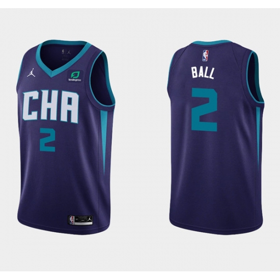 Men Charlotte Hornets 2 LaMelo Ball Purple Stitched Basketball Jersey Men Charlotte Hornets 2 LaMelo Ball Purple Stitched Basketball Jersey