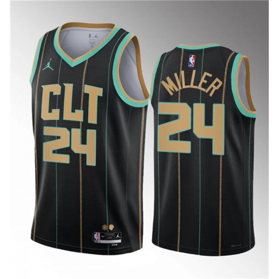 Men Charlotte Hornets 24 Brandon Miller Black 2022 23 Draft City Edition Stitched Basketball Jersey Men Charlotte Hornets 24 Brandon Miller Black 2022 23 Draft City Edition Stitched Basketball Jersey