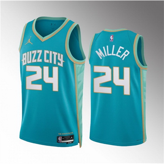 Men Charlotte Hornets 24 Brandon Miller Teal 2023 24 City Edition Stitched Basketball Jersey Men Charlotte Hornets 24 Brandon Miller Teal 2023 24 City Edition Stitched Basketball Jersey