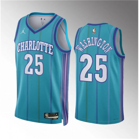 Men Charlotte Hornets 25 P J Washington Teal 2023 24 Classic Edition Stitched Basketball Jersey Men Charlotte Hornets 25 P J Washington Teal 2023 24 Classic Edition Stitched Basketball Jersey