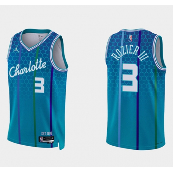 Men Charlotte Hornets 3 Terry Rozier III 2021 22 Blue 75th Anniversary City Edition Stitched Basketball Jersey Men Charlotte Hornets 3 Terry Rozier III 2021 22 Blue 75th Anniversary City Edition Stitched Basketball Jersey