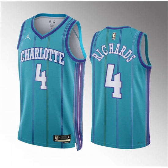 Men Charlotte Hornets 4 Nick Richards Teal 2023 24 Classic Edition Stitched Basketball Jersey Men Charlotte Hornets 4 Nick Richards Teal 2023 24 Classic Edition Stitched Basketball Jersey