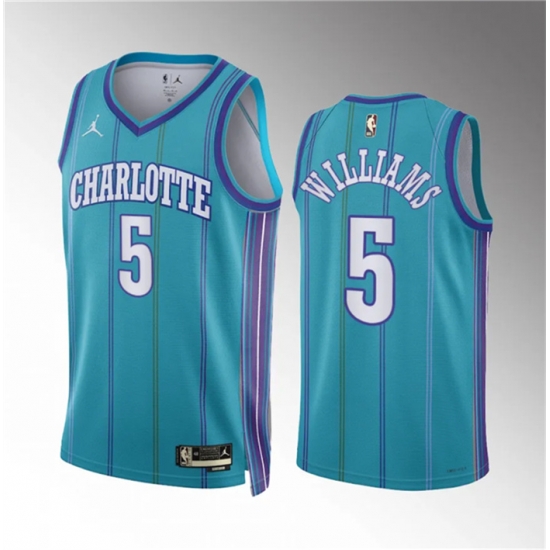Men Charlotte Hornets 5 Mark Williams Teal 2023 24 Classic Edition Stitched Basketball Jersey Men Charlotte Hornets 5 Mark Williams Teal 2023 24 Classic Edition Stitched Basketball Jersey