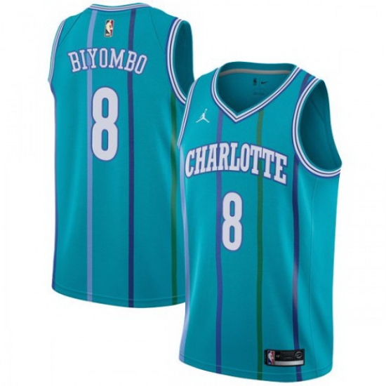 Men Nike Charlotte Hornets 8 Bismack Biyombo Aqua NBA Jordan Swingman Hardwood Classics Jersey Men Nike Charlotte Hornets 8 Bismack Biyombo Aqua NBA Jordan Swingman Hardwood Classics Jersey