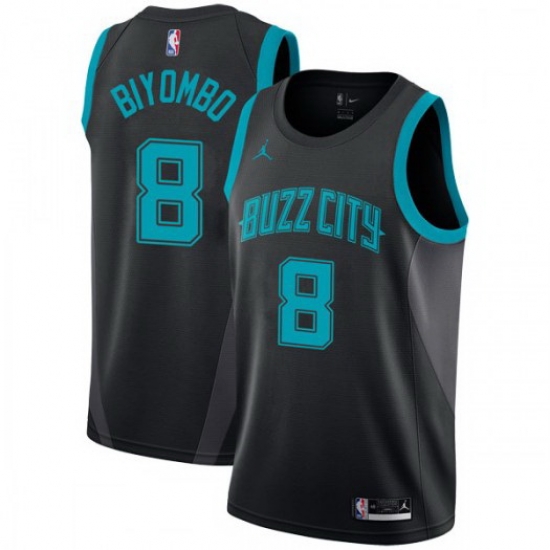 Men Nike Charlotte Hornets 8 Bismack Biyombo Black NBA Jordan Swingman City Edition 2018 19 Jersey Men Nike Charlotte Hornets 8 Bismack Biyombo Black NBA Jordan Swingman City Edition 2018 19 Jersey