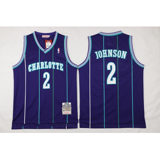 NBA Charlotte Hornets 2 Larry Johnson Throwback Soul Swingman Purple Jersey NBA Charlotte Hornets 2 Larry Johnson Throwback Soul Swingman Purple Jersey
