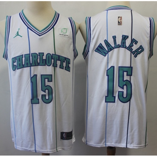Nike Hornets #15 Kemba Walker White NBA Jordan Swingman Jersey Nike Hornets #15 Kemba Walker White NBA Jordan Swingman Jersey