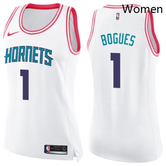Womens Nike Charlotte Hornets 1 Muggsy Bogues Swingman WhitePink Fashion NBA Jersey Womens Nike Charlotte Hornets 1 Muggsy Bogues Swingman WhitePink Fashion NBA Jersey