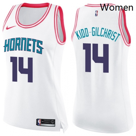 Womens Nike Charlotte Hornets 14 Michael Kidd Gilchrist Swingman WhitePink Fashion NBA Jersey Womens Nike Charlotte Hornets 14 Michael Kidd Gilchrist Swingman WhitePink Fashion NBA Jersey
