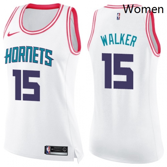 Womens Nike Charlotte Hornets 15 Kemba Walker Swingman WhitePink Fashion NBA Jersey Womens Nike Charlotte Hornets 15 Kemba Walker Swingman WhitePink Fashion NBA Jersey