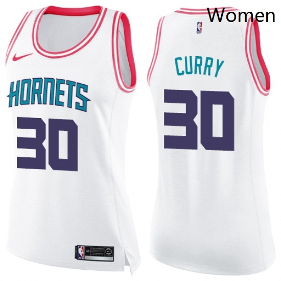 Womens Nike Charlotte Hornets 30 Dell Curry Swingman WhitePink Fashion NBA Jersey Womens Nike Charlotte Hornets 30 Dell Curry Swingman WhitePink Fashion NBA Jersey