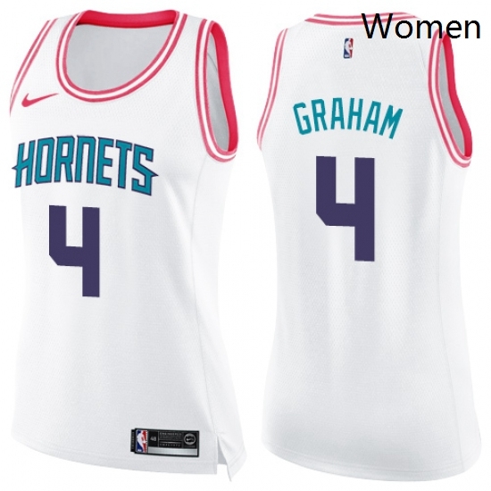 Womens Nike Charlotte Hornets 4 Devonte Graham Swingman White Pink Fashion NBA Jersey Womens Nike Charlotte Hornets 4 Devonte Graham Swingman White Pink Fashion NBA Jersey