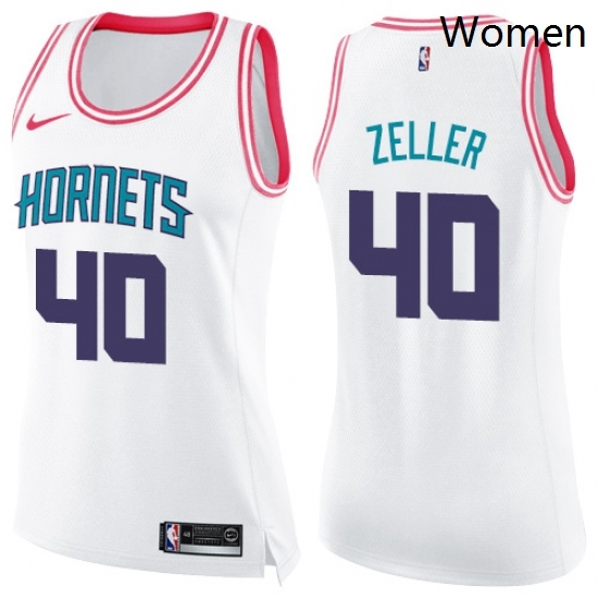 Womens Nike Charlotte Hornets 40 Cody Zeller Swingman WhitePink Fashion NBA Jersey Womens Nike Charlotte Hornets 40 Cody Zeller Swingman WhitePink Fashion NBA Jersey