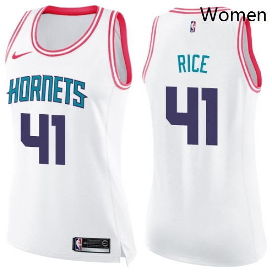 Womens Nike Charlotte Hornets 41 Glen Rice Swingman WhitePink Fashion NBA Jersey Womens Nike Charlotte Hornets 41 Glen Rice Swingman WhitePink Fashion NBA Jersey