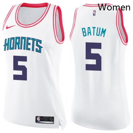 Womens Nike Charlotte Hornets 5 Nicolas Batum Swingman WhitePink Fashion NBA Jersey Womens Nike Charlotte Hornets 5 Nicolas Batum Swingman WhitePink Fashion NBA Jersey